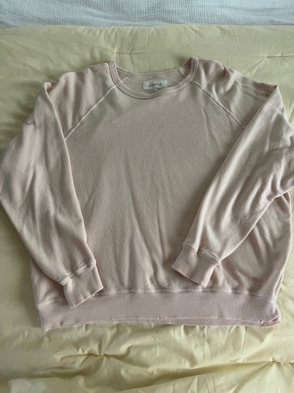 THE GREAT. Pale Pink Crewneck Sweatshirt